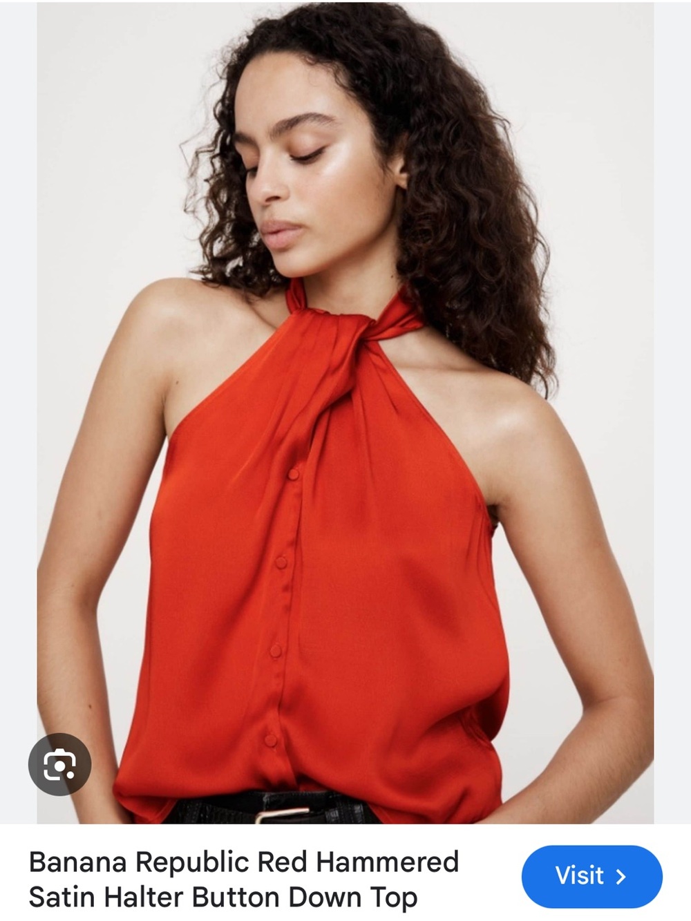 Banana Republic Red Halter Button-Down Top